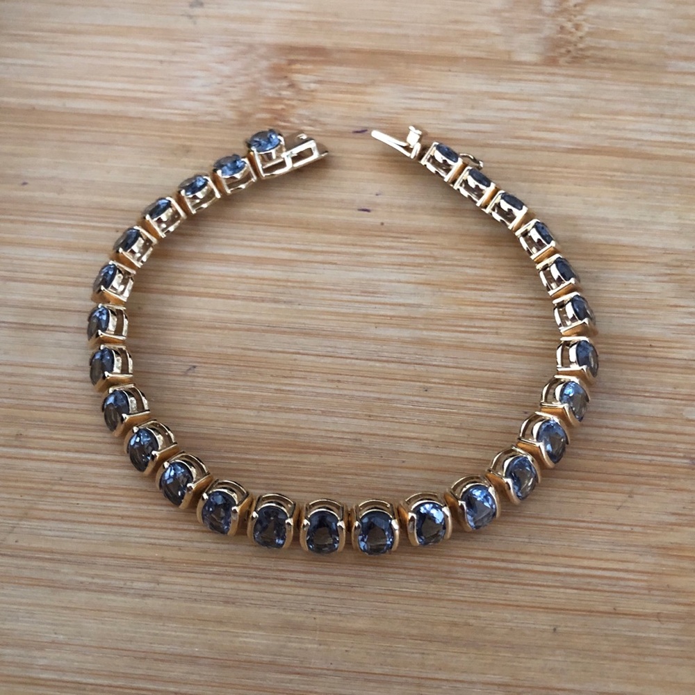 $146 Light Blue Topaz & Vermeil Estate Tennis Bracelet  Designer Mark 925 CHINA